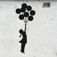 Banksy - La ragazza con i palloncini Carta da parati panoramica