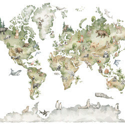 Mappa del mondo della giungla Carta da parati panoramica Mappa del mondo della giungla Carta da parati panoramica