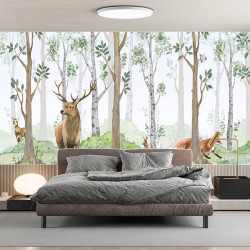 Animali della foresta 3 Carta da parati panoramica
