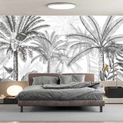 Alberi della giungla Carta da parati panoramica in bianco e nero