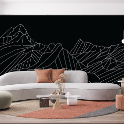 Geometric Mountain White Carta da parati panoramica