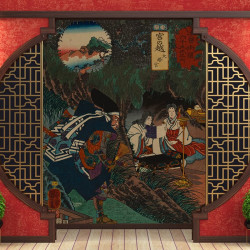 Stampa del XIX secolo Utagawa Kuniyoshi - Miyanokoshi Carta da parati panoramica