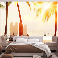 Surf sulla palma da cocco Carta da parati panoramica