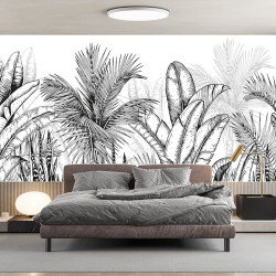 Jungle Black and White 4 Carta da parati panoramica