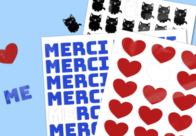 Foglio di adesivi in vinile personalizzati